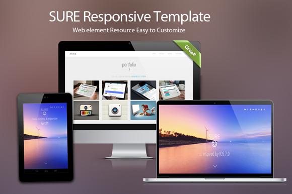 Bootstrap template & theme Sure : Responsive theme for startups