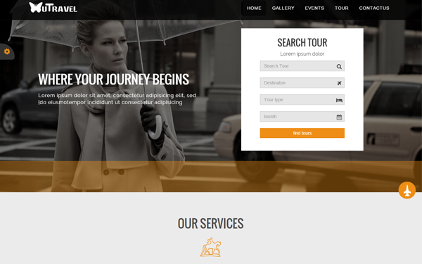 Bootstrap theme uTravel: website template for Travel & Tour industry