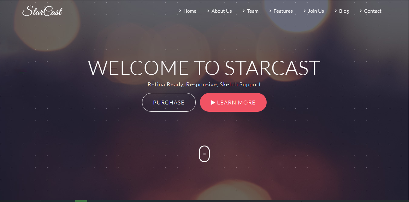 Bootstrap template & theme StarCast: One Pager Template