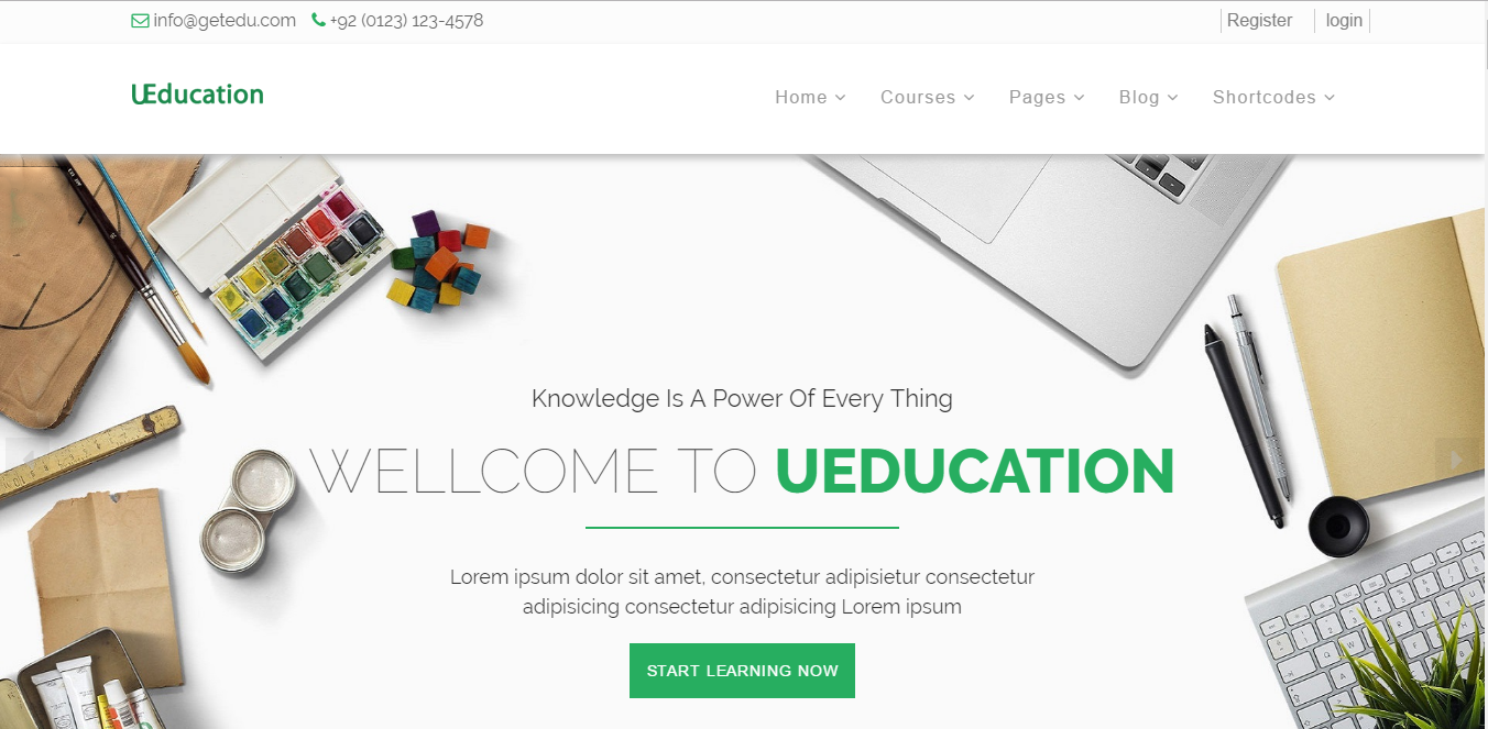 Bootstrap theme uEducation: Complete Educational Website including Courses & Scholarships