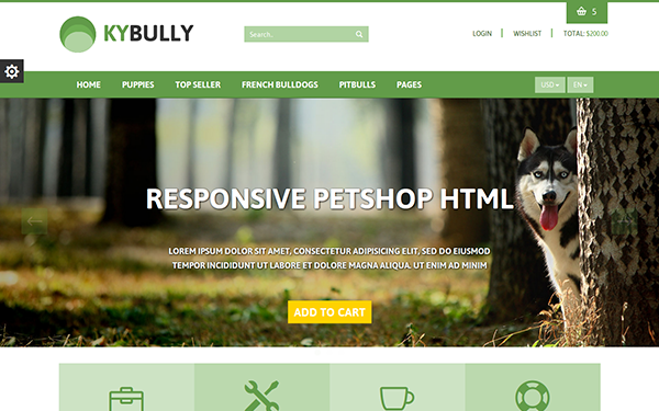Bootstrap theme KYBully - Pet Store eCommerce HTML Theme