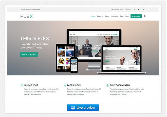 Bootstrap template Flex UltraFlexible WordPress Theme