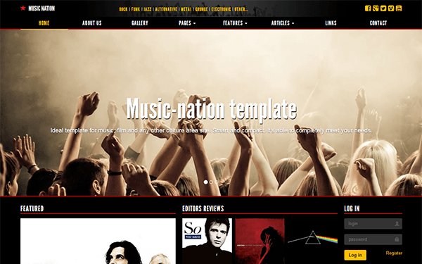Bootstrap theme Music-nation - Responsive Dark Template