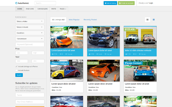 Bootstrap theme Automarket - Auto Marketplace Theme