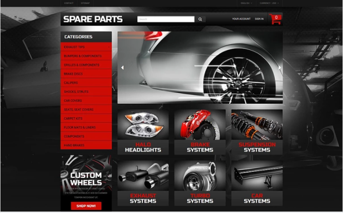Bootstrap template Automobile Replacement Parts PrestaShop Theme