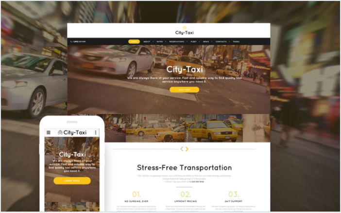 Bootstrap template City Taxi - Taxi Service Responsive Website Template