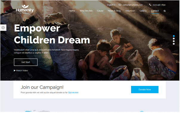 Bootstrap template Humanity - Non-Profit Charity Theme