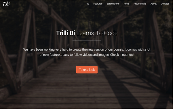 Bootstrap template Trilli Bi - Fullscreen Landing Page