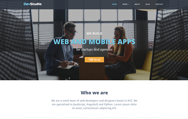 Bootstrap theme DevStudio | For Web Development Agencies