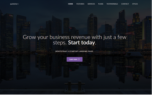 Bootstrap template Quicksilver - Startup Landing Page