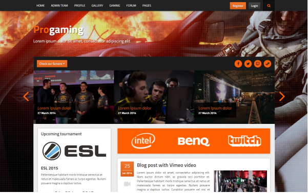 Bootstrap template ProGaming - Responsive Gaming Magazine