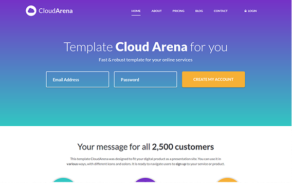 Bootstrap template CloudArena - Online Service Theme