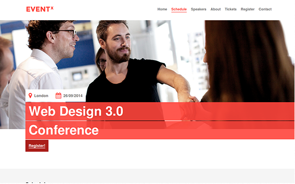Bootstrap theme EVENT X - Modern Event Landing Page