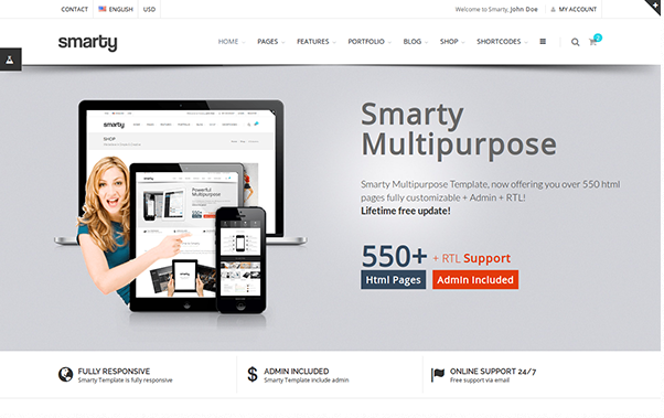 Bootstrap theme Smarty - Website + Admin + RTL