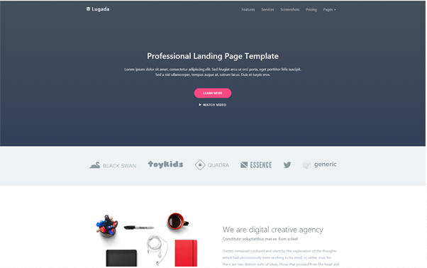 Bootstrap theme Lugada - Landing Page Template