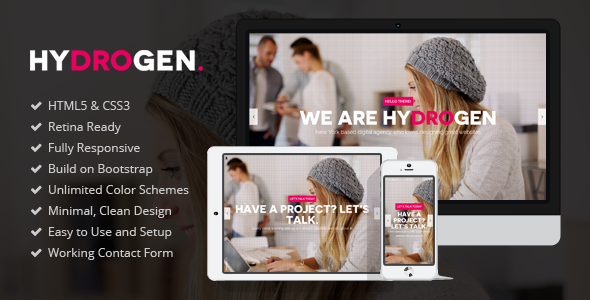 Bootstrap template Hydrogen - Responsive HTML5 Template
