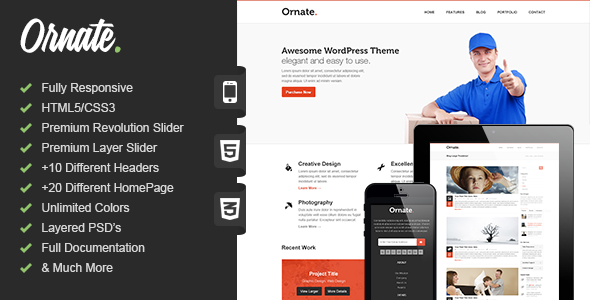 Bootstrap template Ornate - Responsive HTML5 Template
