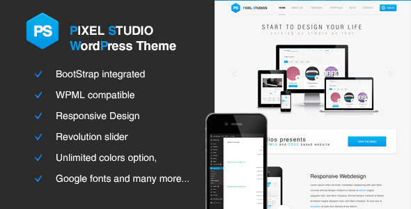 Bootstrap theme Pixel Studios-Business Responsive WordPress Theme