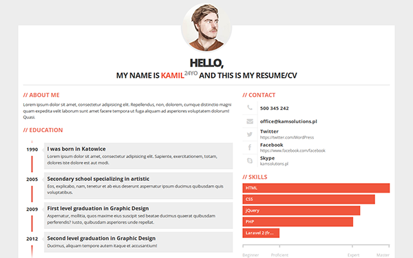 Bootstrap theme 3ColorResume - Personal Resume/CV