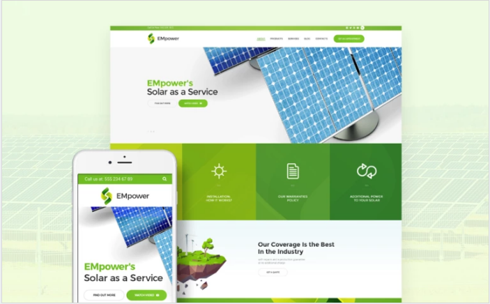Bootstrap theme EMpower - Solar & Renewable Energy WordPress Theme