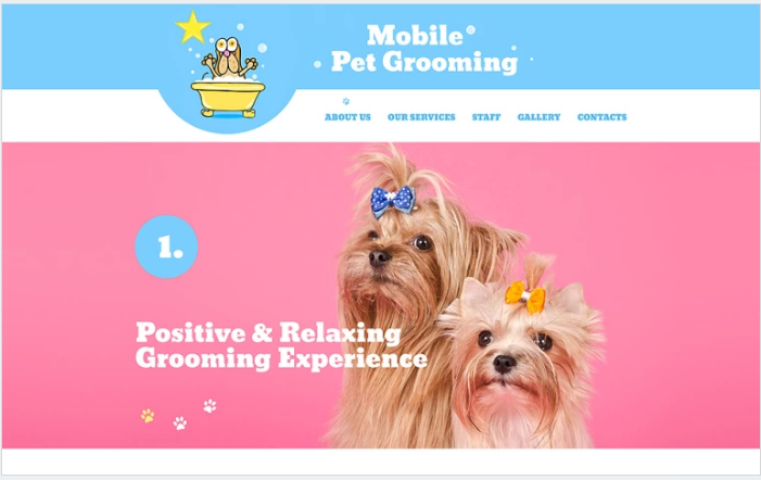 Bootstrap template Mobile Pet Grooming Website Template