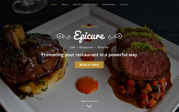 Bootstrap template Epicure | For Restaurants