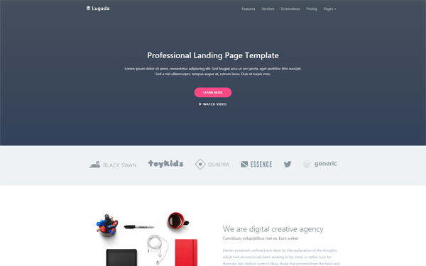 Bootstrap template Lugada - Landing Page Template