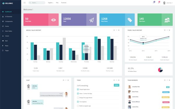 Bootstrap theme Velonic - Admin Dashboard & Frontend