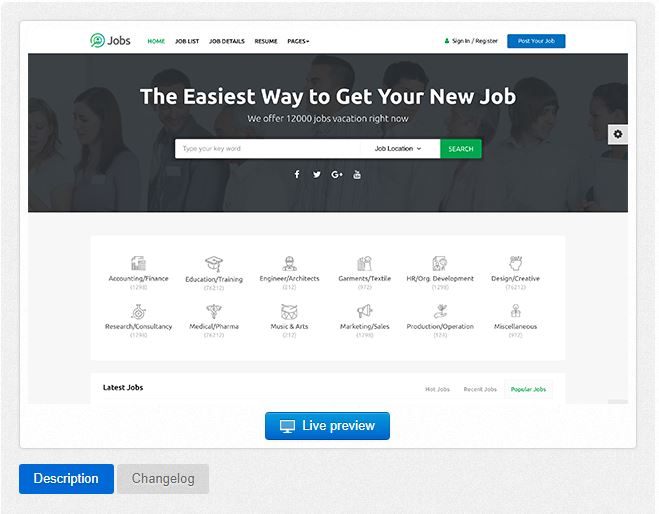 Bootstrap theme Jobs - Job Portal HTML Template