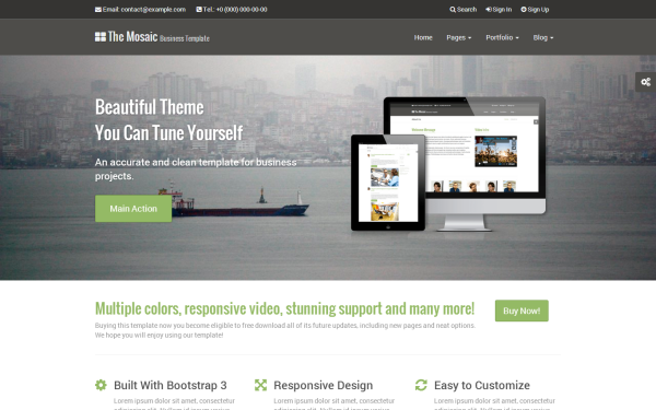 Bootstrap template Mosaic - Responsive Professional Theme