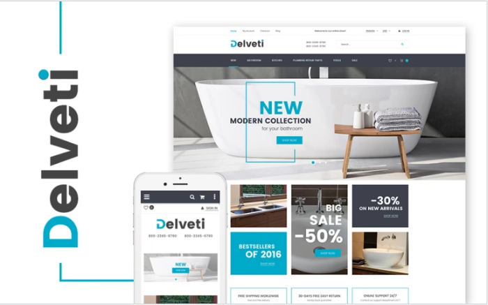 Bootstrap template Delveti - Plumbing Supplies Magento Theme