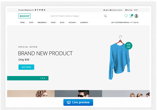 Bootstrap template Bigshop - Responsive E-commerce Template