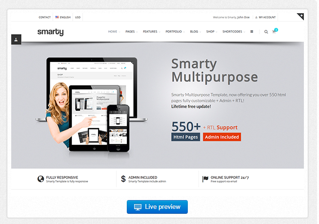 Bootstrap template Smarty - Website + Admin + RTL