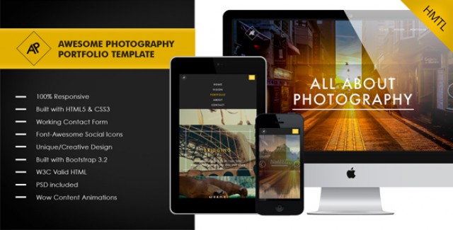 Bootstrap theme Awesome - Photography & Portfolio Template
