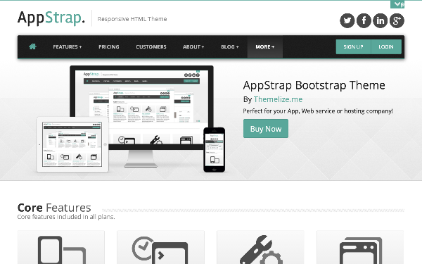 Bootstrap theme  AppStrap Responsive App Theme