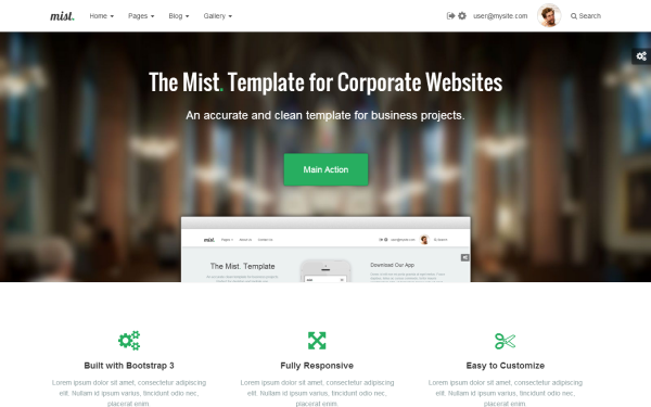 Bootstrap template Mist - Multipage Business Template