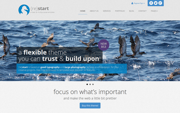 Bootstrap theme ReStart - Clean Minimal Business