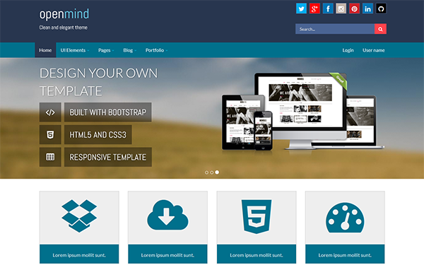Bootstrap template Open Mind - Customizable Template