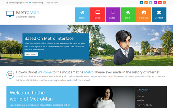 Bootstrap template MetroMan - Responsive Metro Theme