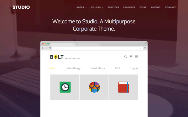 Bootstrap template Studio - Responsive Landing Page