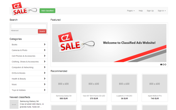 Bootstrap template CZSale - Classified Ads Website Template