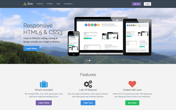 Bootstrap template Zion Responsive Template