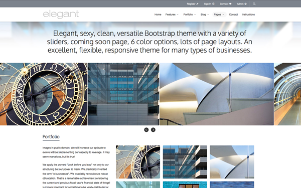 Bootstrap template Elegant Clean Responsive/Fluid Business