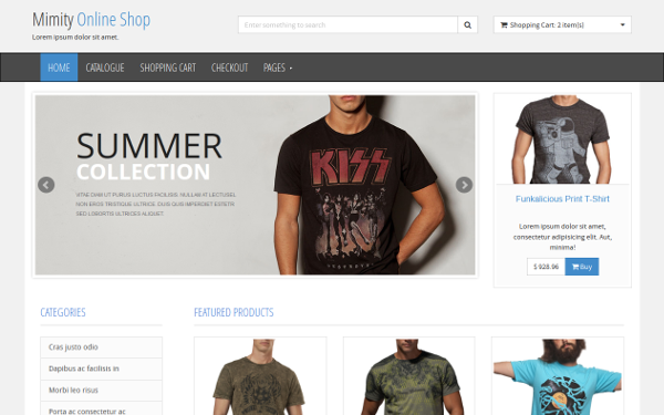 Bootstrap template Mimity - Online Shop Template