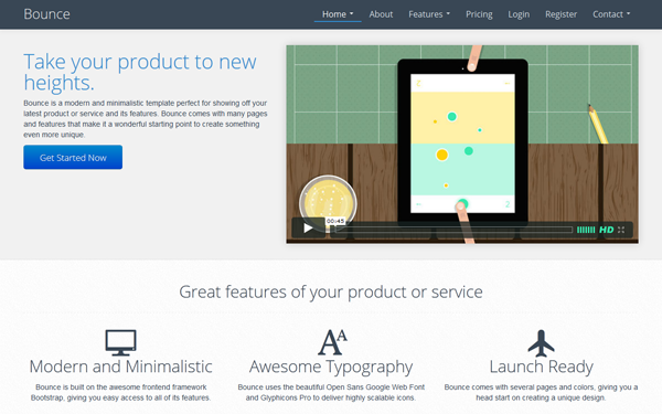 Bootstrap template Bounce Landing Page