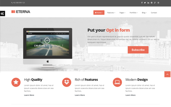 Bootstrap template Eterna - Complete Bootstrap Theme