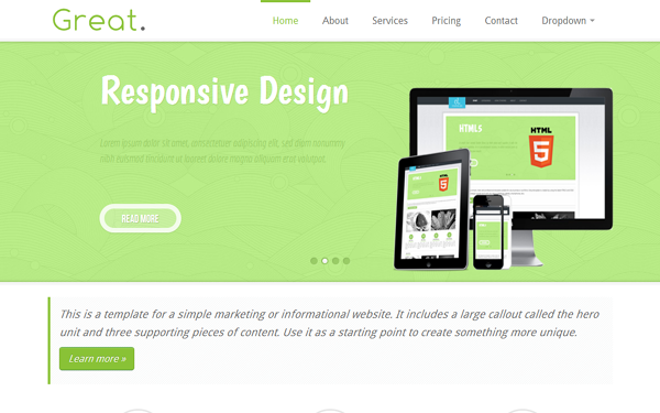 Bootstrap theme Great Responsive HTML5 Business Template
