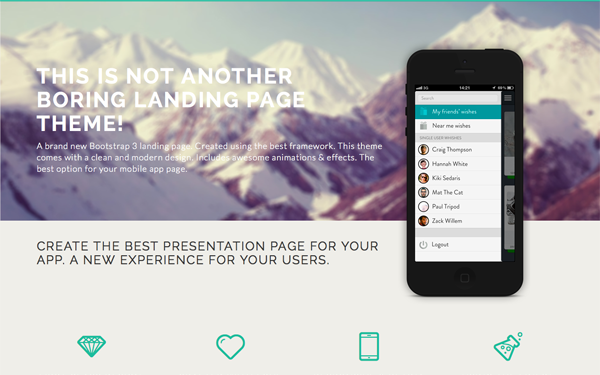 Bootstrap template Diamond - Bootstrap 3 Landing Page