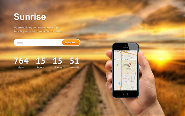Bootstrap theme Sunrise - Coming Soon Page