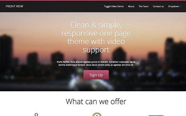 Bootstrap template Front Row - One Page Theme